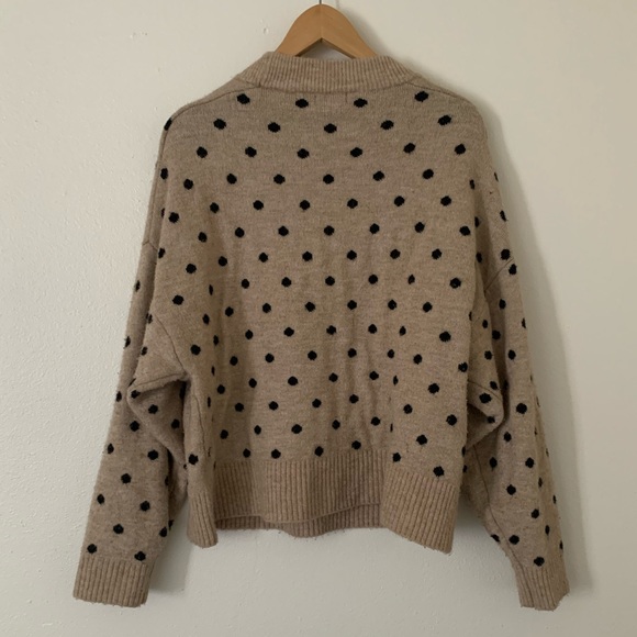 H&M | Tan & Black Polka Dot Mock Neck Slouchy Lounge Sweater - Picture 7 of 12